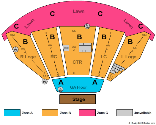 Merriweather Post Pavilion End Stage Zone Seating Chart